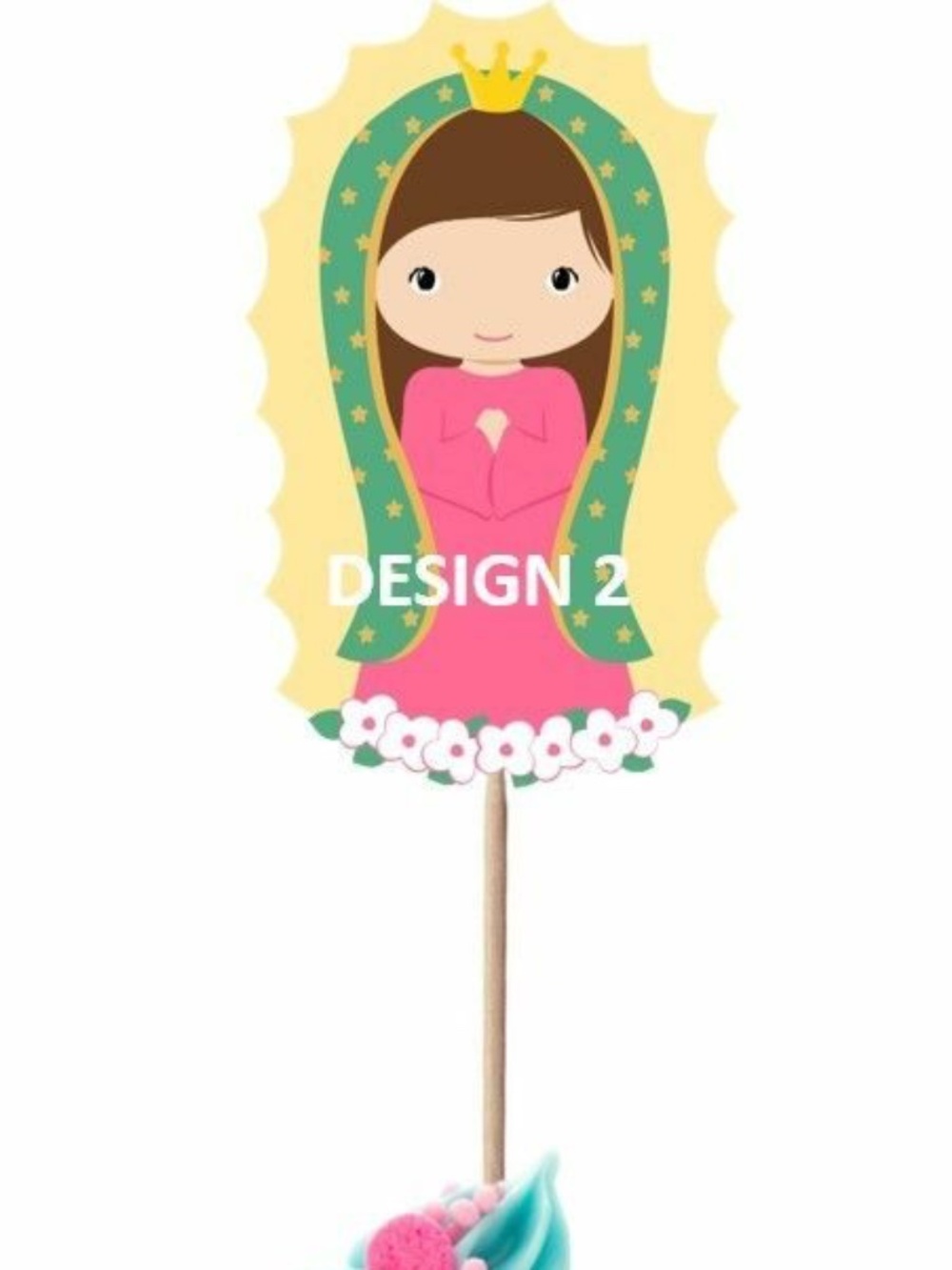 24 VIRGEN MARY CUPCAKE TOPPERS PICKS - VIRGEN DE GUADALUPE